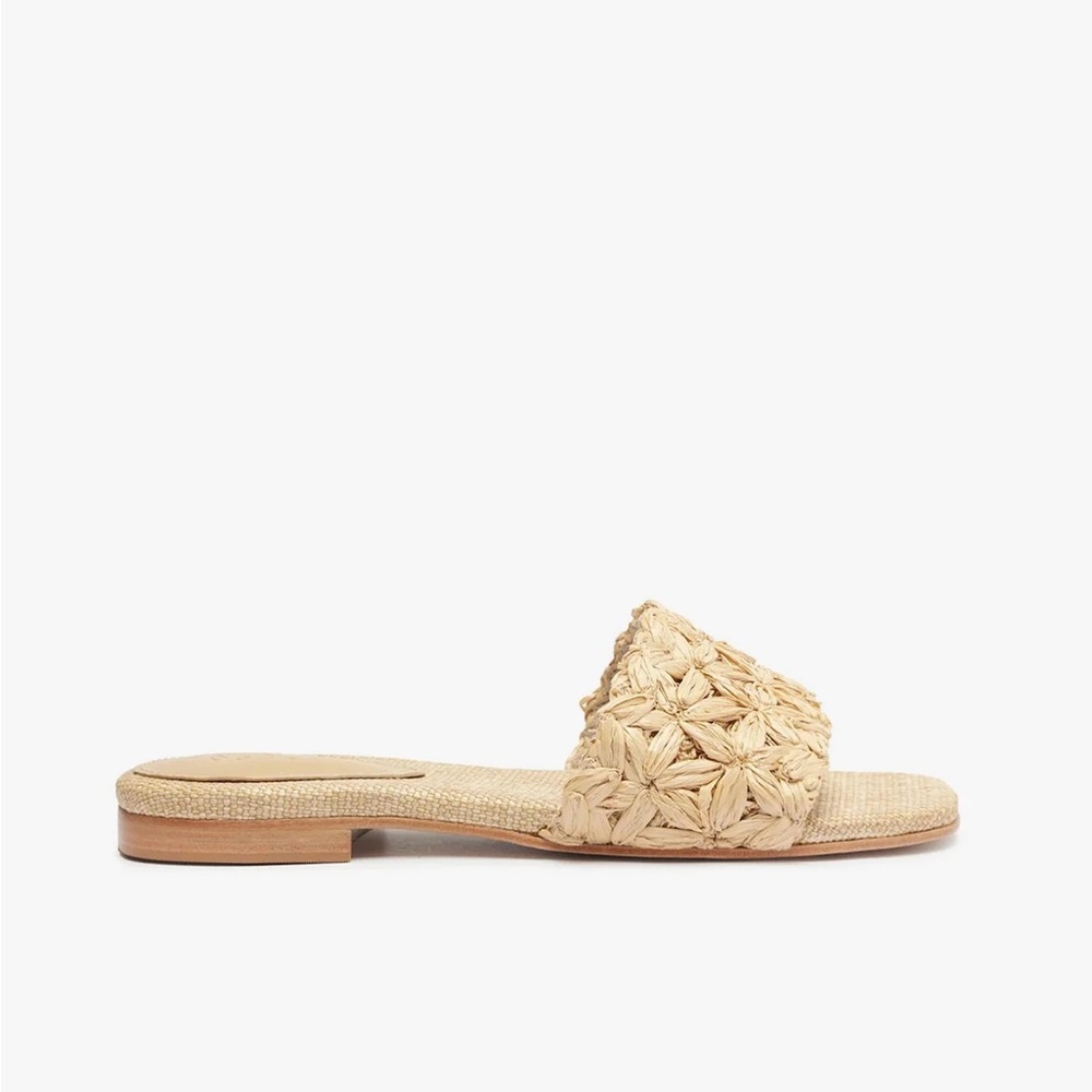 SCHUTZ Beige Woven Slide Sandals